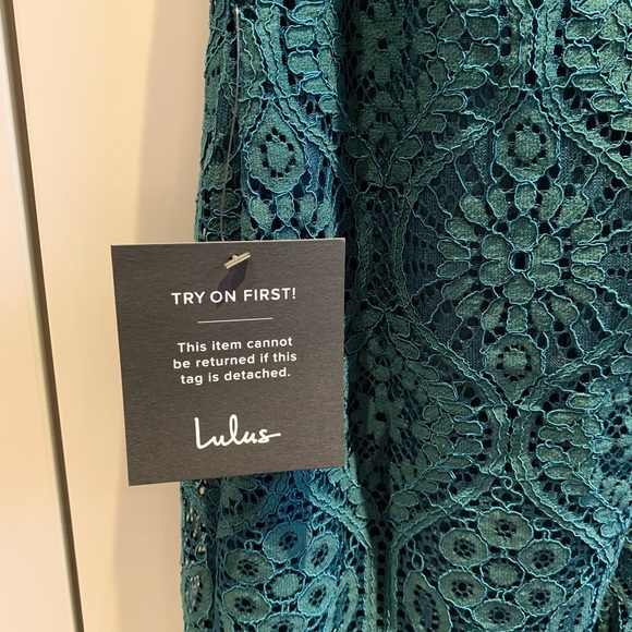 🆕 Lulus Remarkable Forest Green Lace Dress - Picture 7 of 11